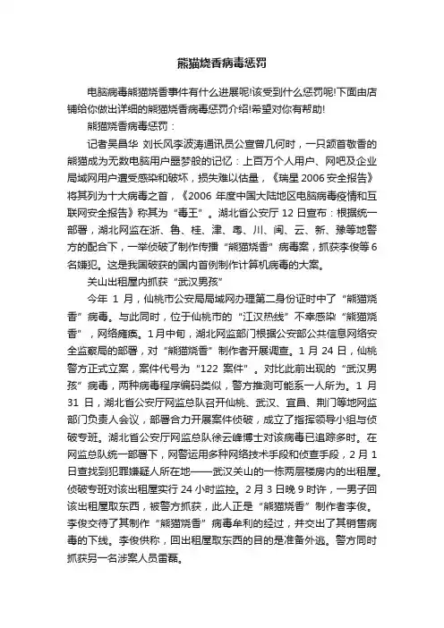 熊猫烧香病毒惩罚