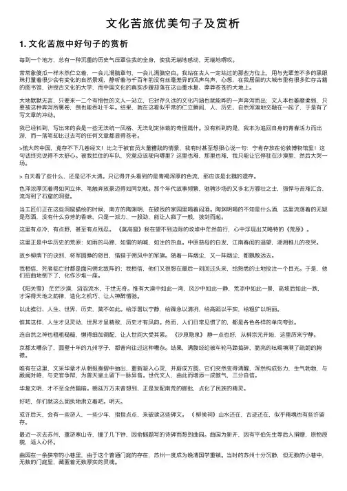 文化苦旅优美句子及赏析