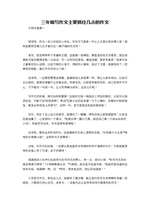 三年级写作文主要抓住几点的作文