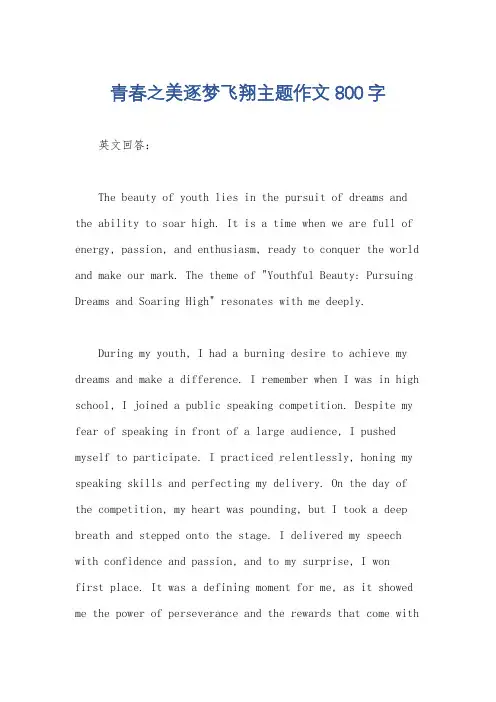 青春之美逐梦飞翔主题作文800字