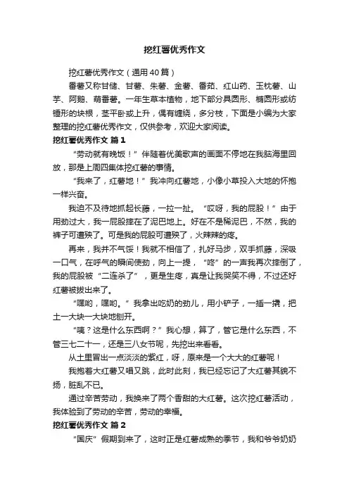 挖红薯优秀作文