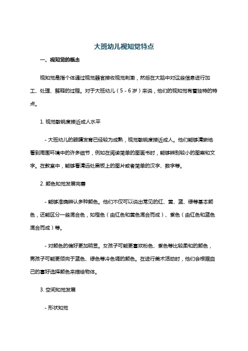 大班幼儿视知觉特点
