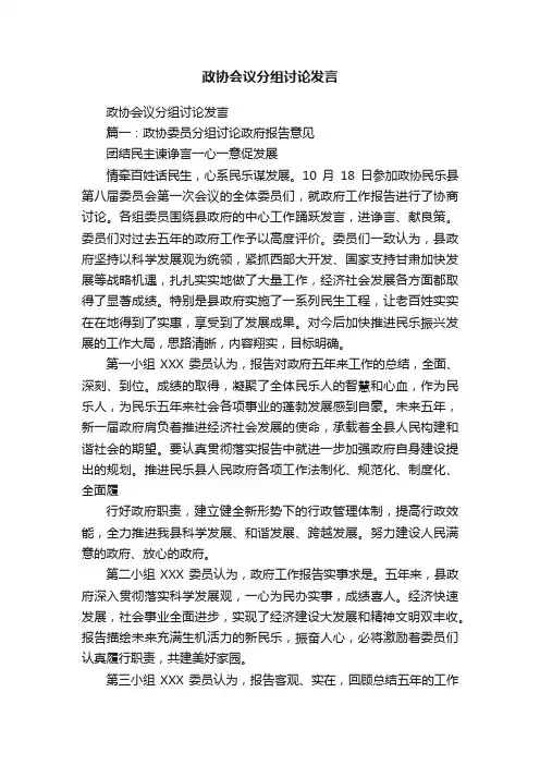 政协会议分组讨论发言