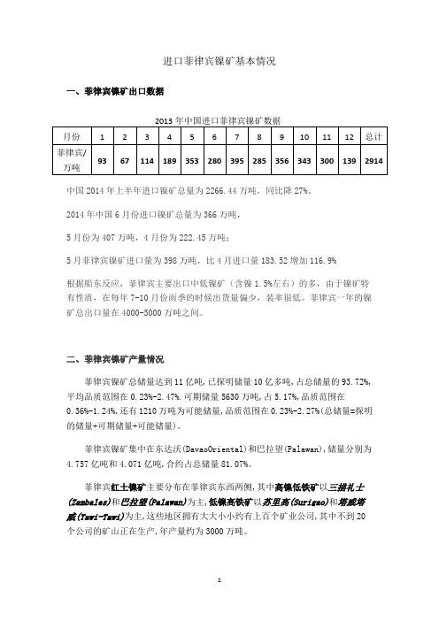 中国进口菲律宾镍矿基本情况概述