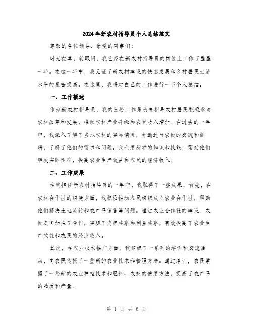 2024年新农村指导员个人总结范文(二篇)