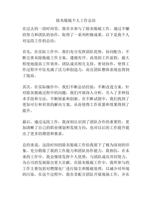 除灰脱硫个人工作总结
