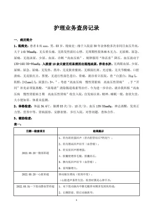 高血压尿毒症病例完整版护理查房