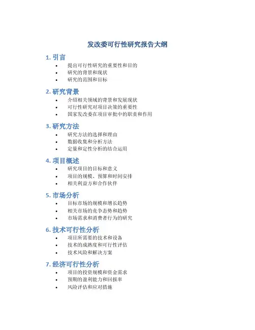 发改委可行性研究报告大纲
