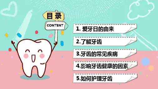 简约卡通风全国爱牙日主题教育内容PPT演示