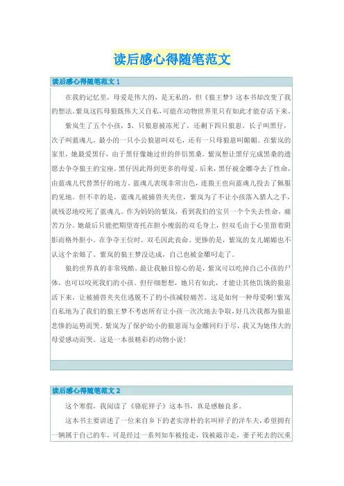 读后感心得随笔范文