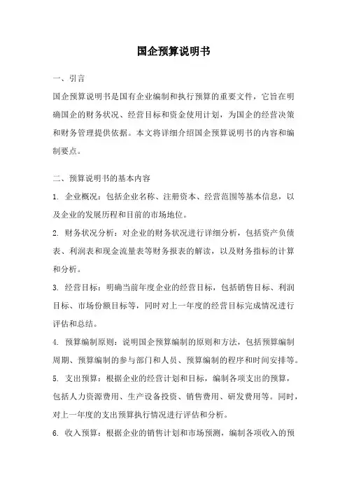 国企预算说明书