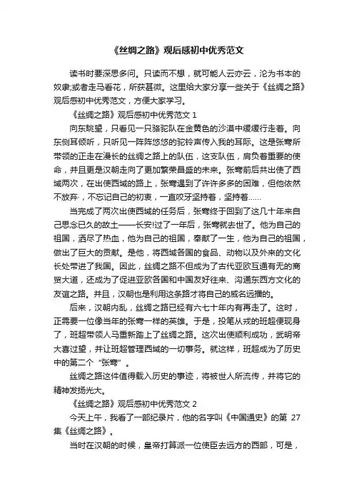 《丝绸之路》观后感初中优秀范文