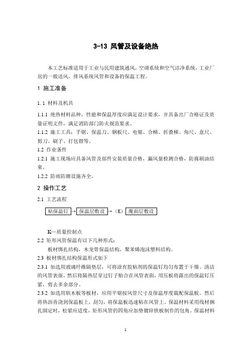 风管保温工艺标准
