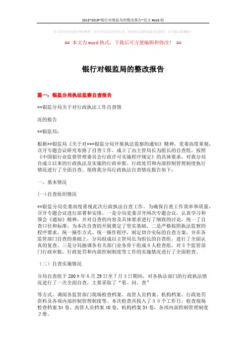 2018-2019-银行对银监局的整改报告-范文word版 (19页)
