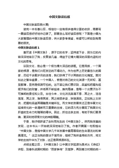 中国文脉读后感