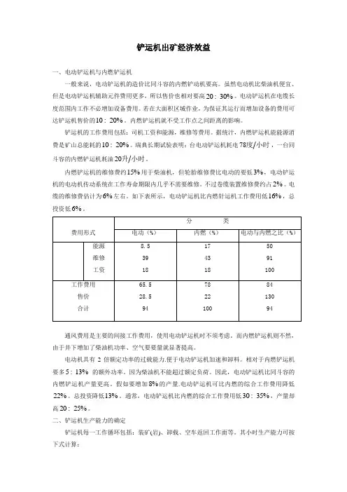 铲运机出矿经济效益