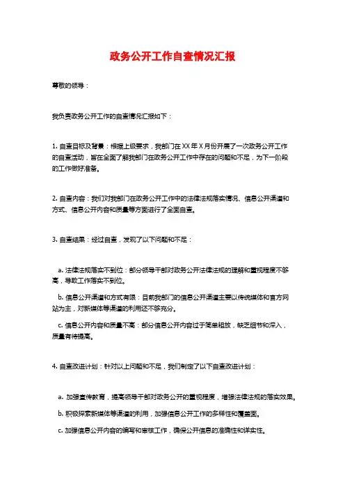 政务公开工作自查情况汇报