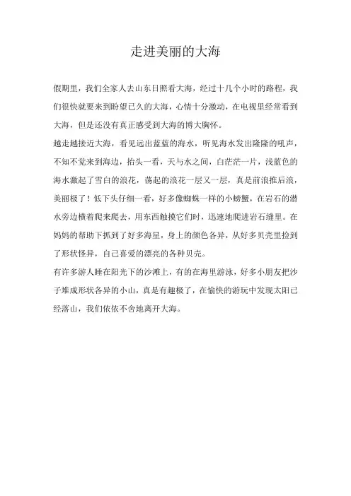 三年级写景走进美丽的大海