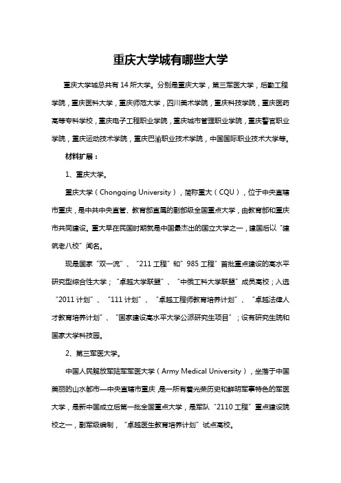 重庆大学城有哪些大学