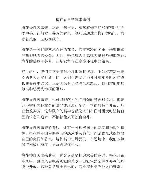 梅花香自苦寒来事例