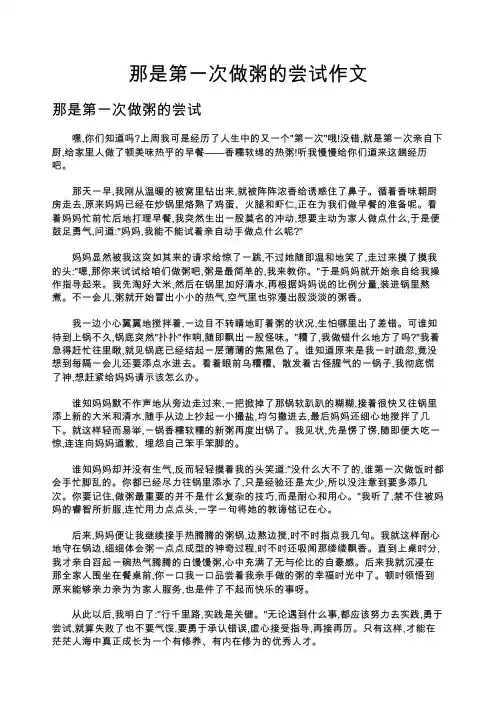 那是第一次做粥的尝试作文