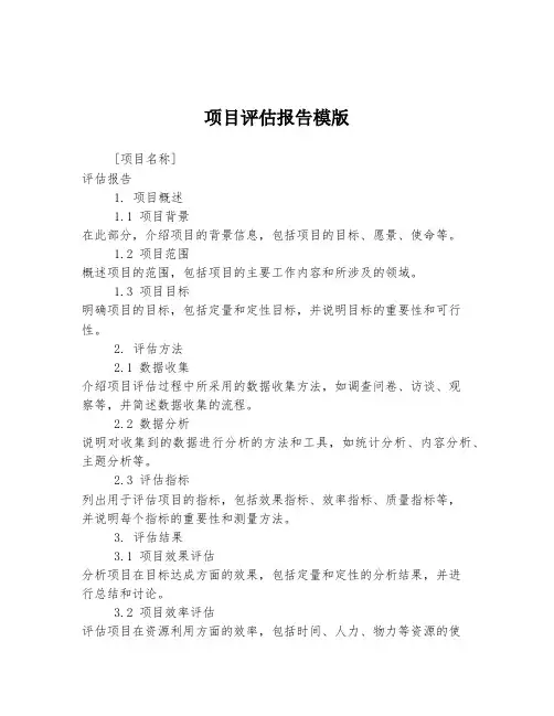 项目评估报告模版