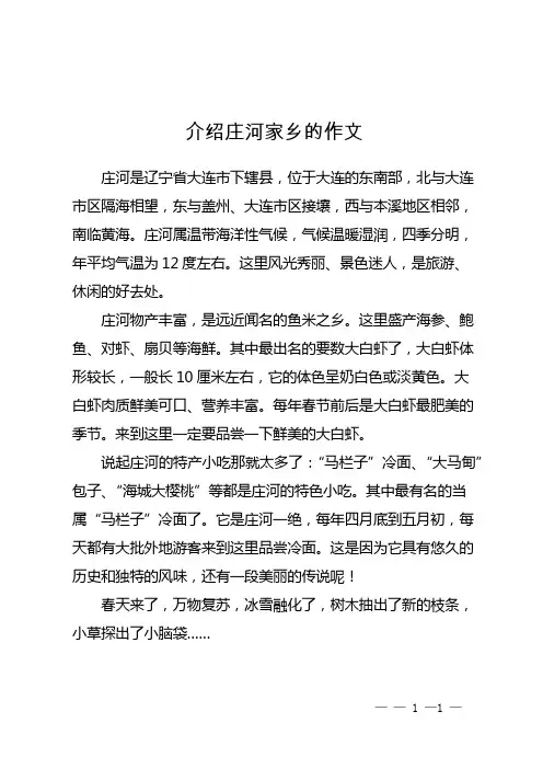 介绍庄河家乡的作文