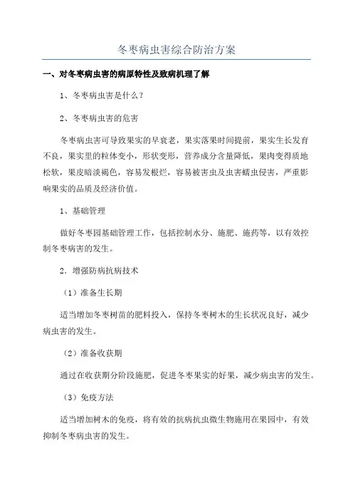 冬枣病虫害综合防治方案