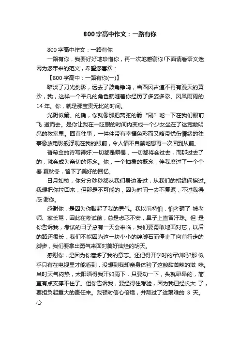 800字高中作文：一路有你