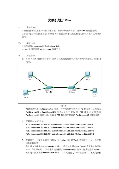一般交换机划分Vlan
