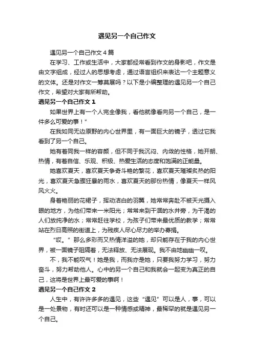 遇见另一个自己作文4篇