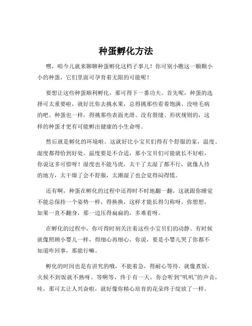 种蛋孵化方法