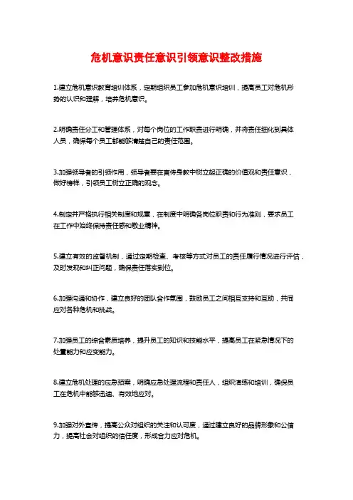 危机意识责任意识引领意识整改措施