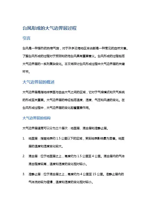 台风形成的大气边界层过程