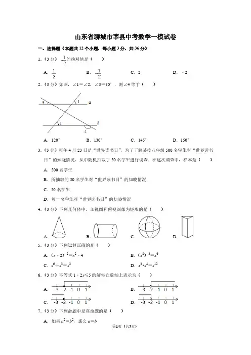 山东省聊城市莘县中考数学一模试卷