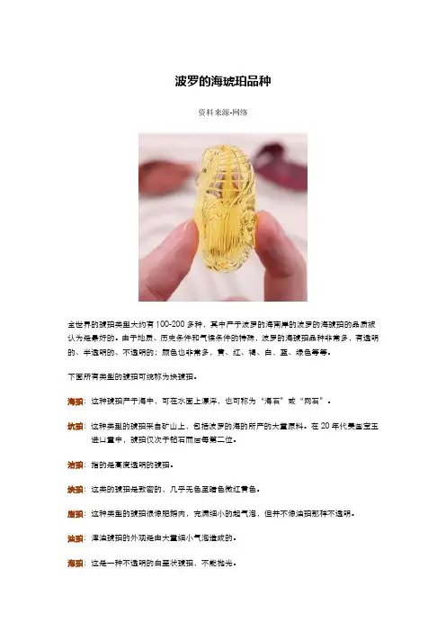 波罗的海琥珀的种类