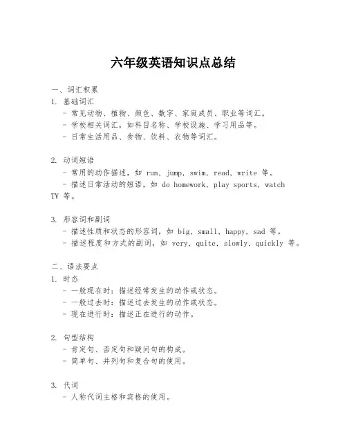 六年级英语知识点总结