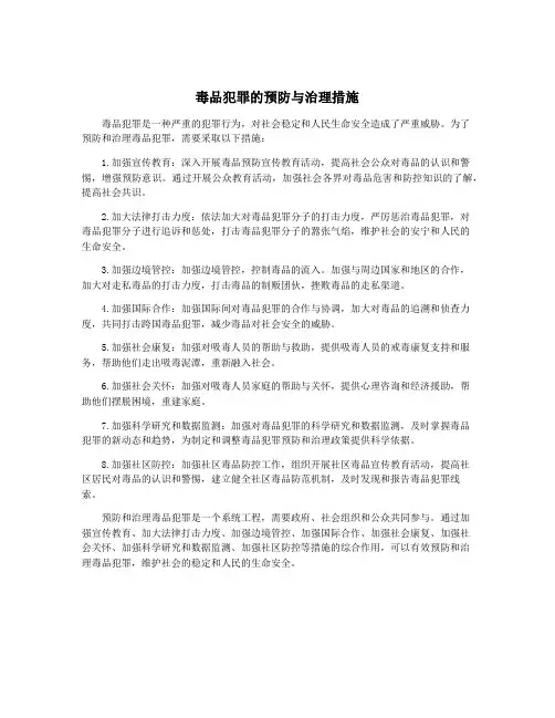毒品犯罪的预防与治理措施