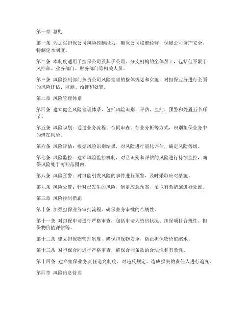 担保公司风控部管理制度
