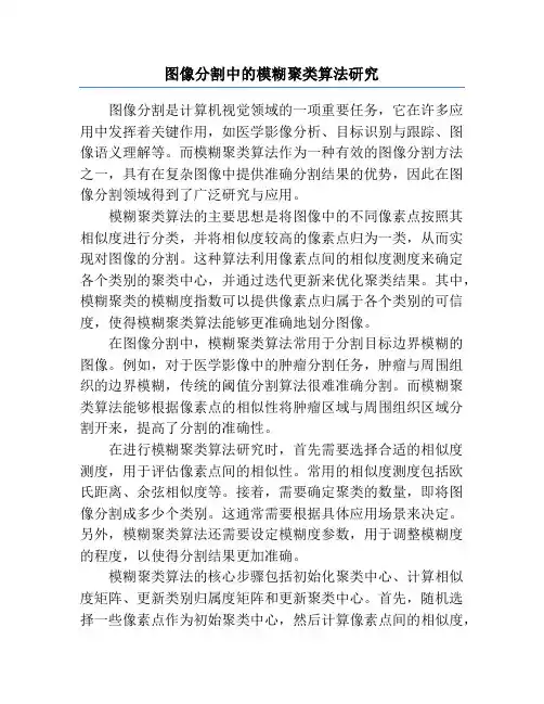 图像分割中的模糊聚类算法研究