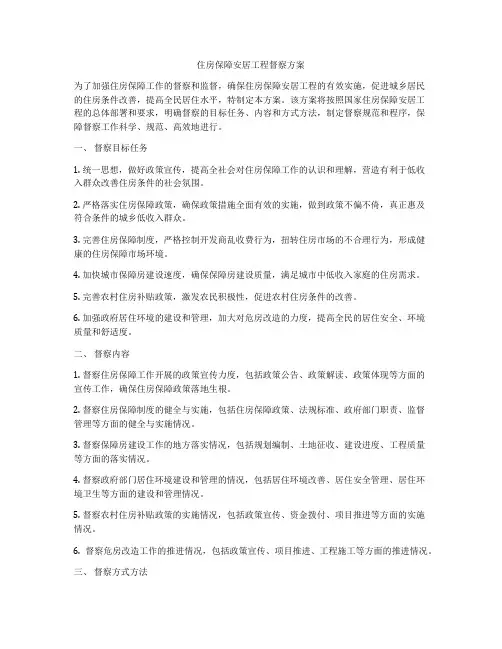 住房保障安居工程督察方案