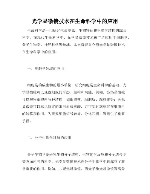 光学显微镜技术在生命科学中的应用