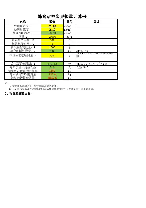 蜂窝活性炭更换量计算-江苏省《涉活性炭吸附排污许可管理要求》