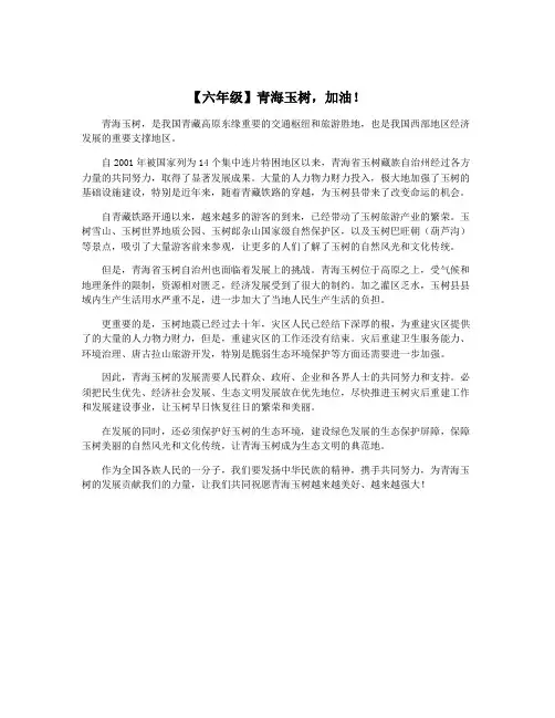 【六年级】青海玉树,加油!