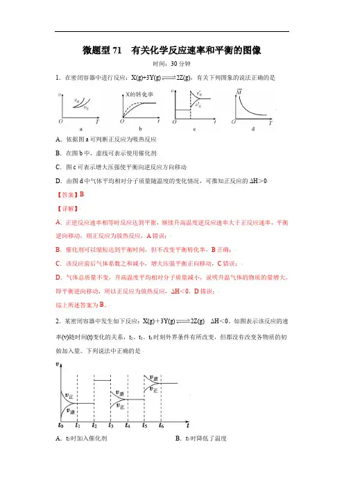 微题型71  有关化学反应速率和平衡的图像(解析版)