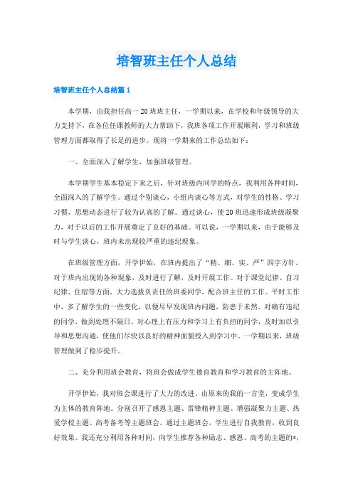 培智班主任个人总结