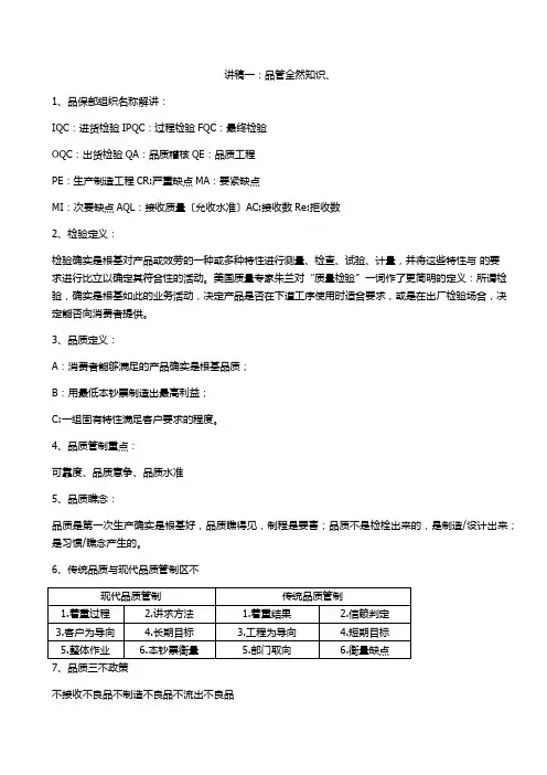 品保部培训教材