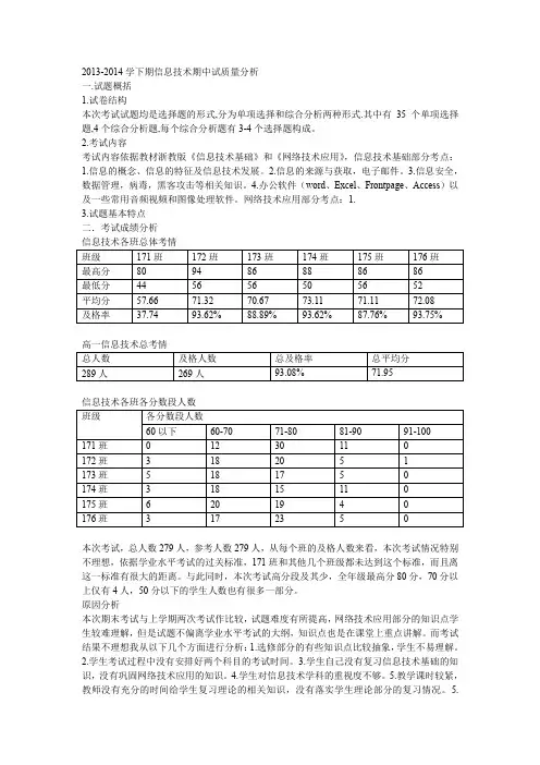 2014.5高中信息技术质量分析