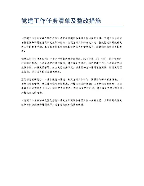 党建工作任务清单及整改措施