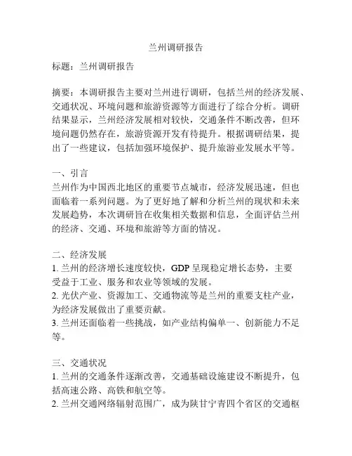 兰州调研报告